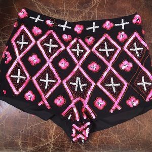 Topshop Y2K black with pink beads sequins shorts. 6